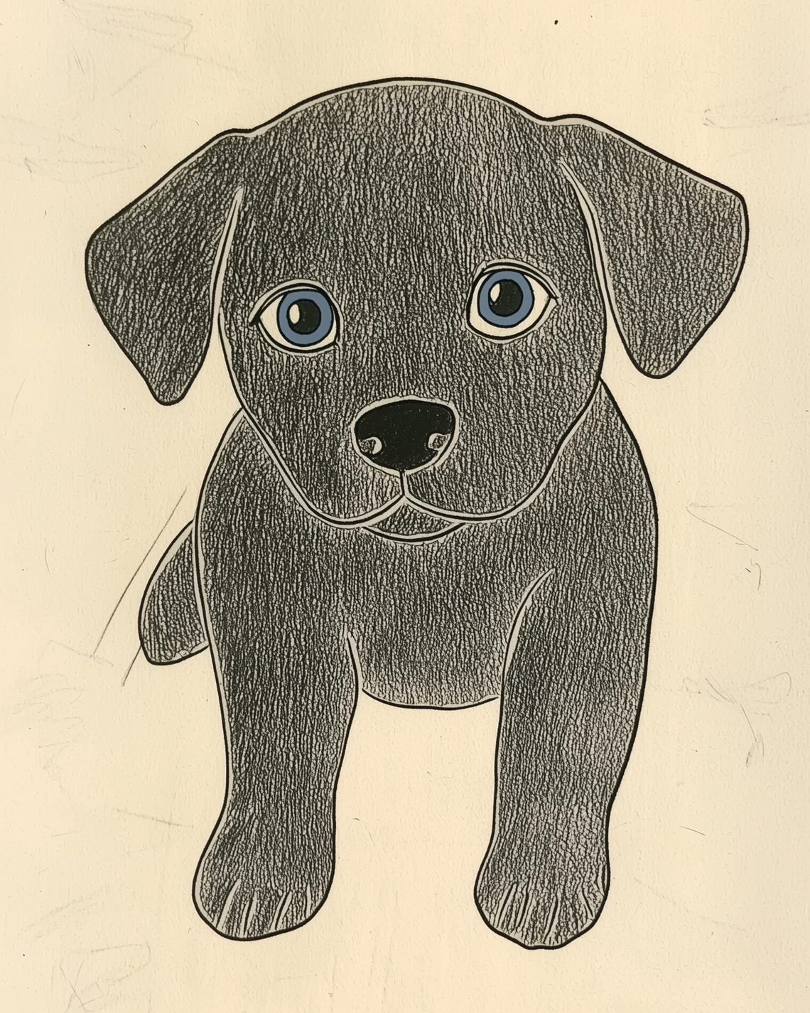 Charming Minimalist Black Cat And Puppy Sketch Nursery Poster - Image 2