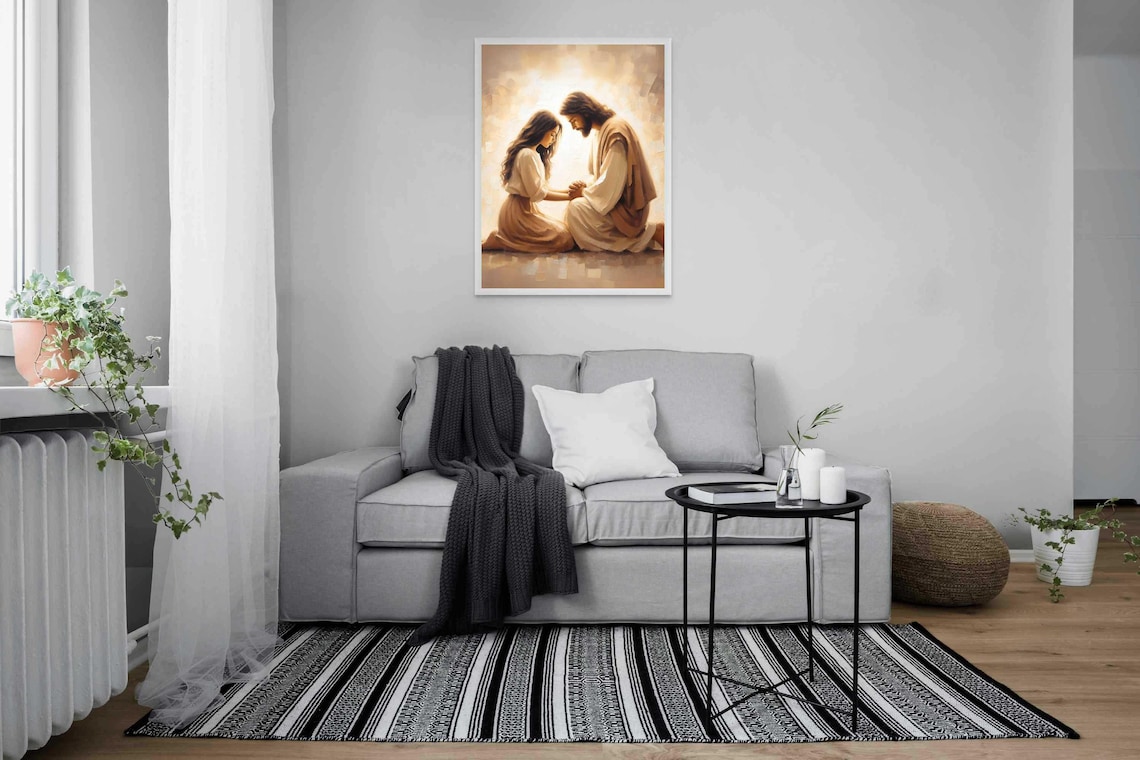 Comfort In Him, Jesus Hugging Girl Art Print - Image 4