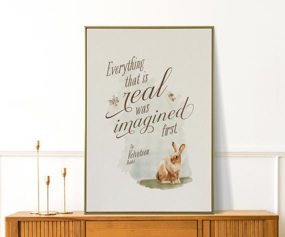 Velveteen Rabbit Print Farmhouse Wall Art Vintage Apartment Decor Retro Self Love Preppy Gift For Book Lover