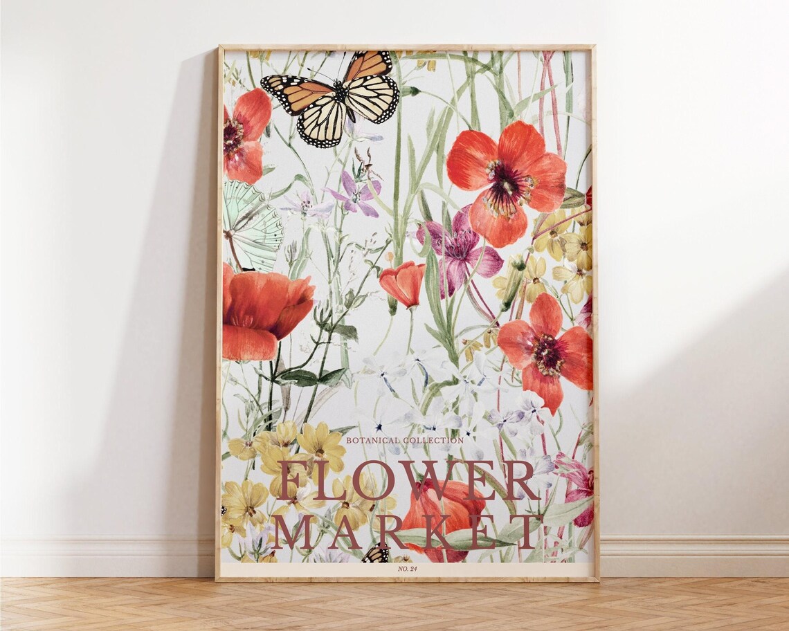 Flower Market No 24 Watercolor Wildflower Botanical Art Poster