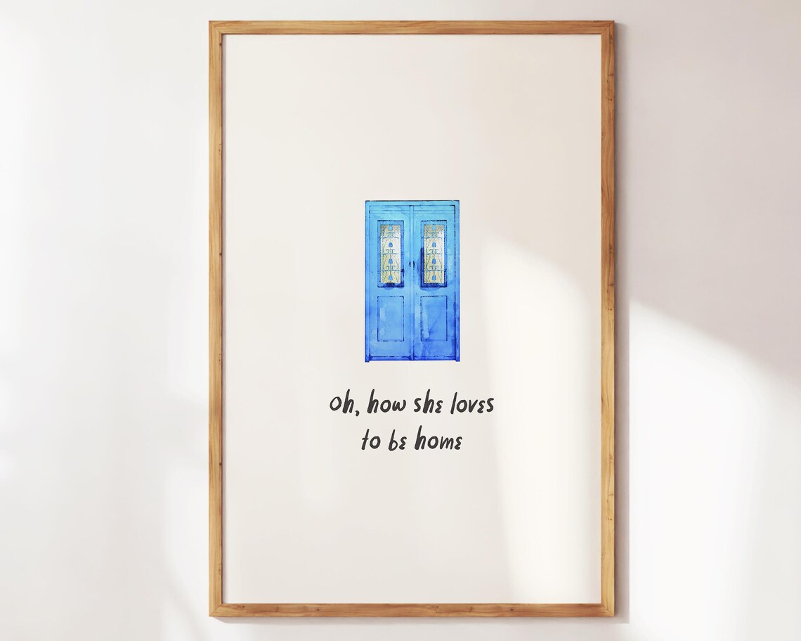 Blue Door Oh How She Loves To Be Home Cozy Watercolor Poster