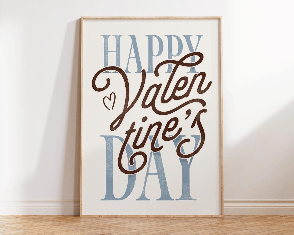 Happy Valentines Day Layered Script Serif Romantic Type Poster