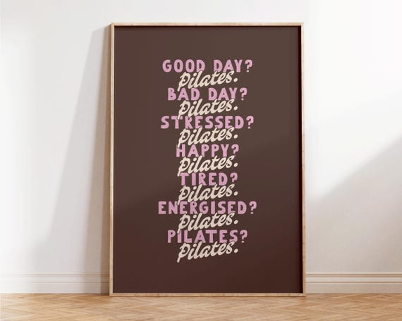 Retro Pilates Poster Funny Wall Art Studio Decor Gift For Lover Hot Girly Print Preppy Fitness