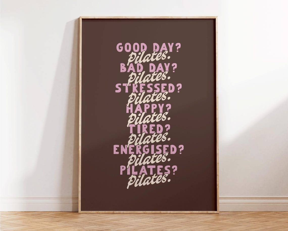 Retro Pilates Poster Funny Wall Art Studio Decor Gift For Lover Hot Girly Print Preppy Fitness