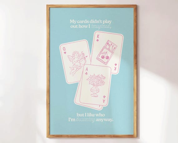 Playing Card Print Ace Cards Wall Art Positive Quotes Preppy Decor Apartment Motivational Poster