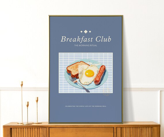 Breakfast Club Retro Kitchen Fried Egg Morning Food Quote Poster