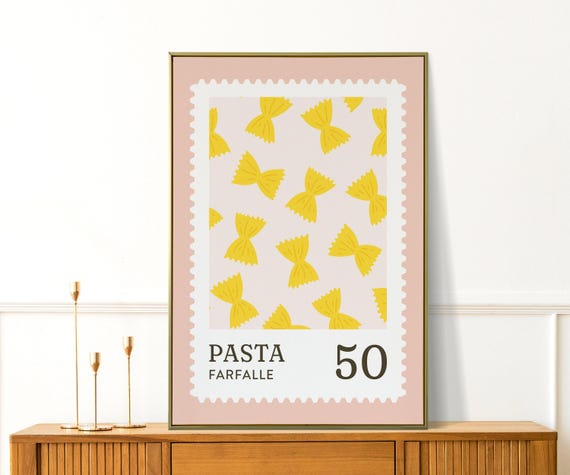 Kitchen Prints Pasta Farfalle Painting Cute Wall Art And Modern Italian Food Canvas Home Gifts Decor