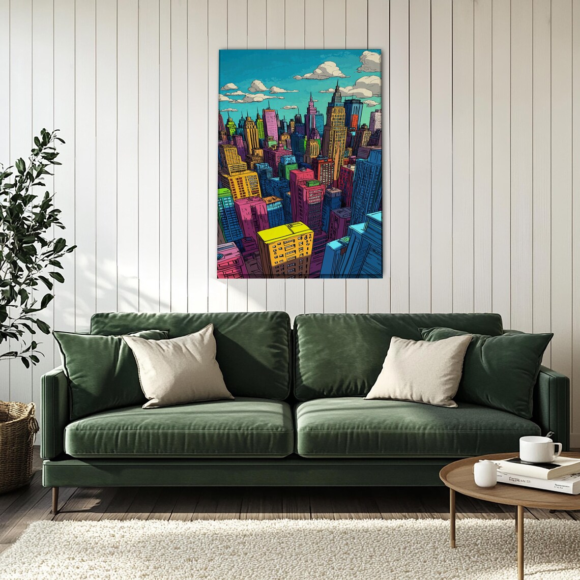 Colorful Pop Art New York City Skyline Urban Comic Style Poster - Image 4