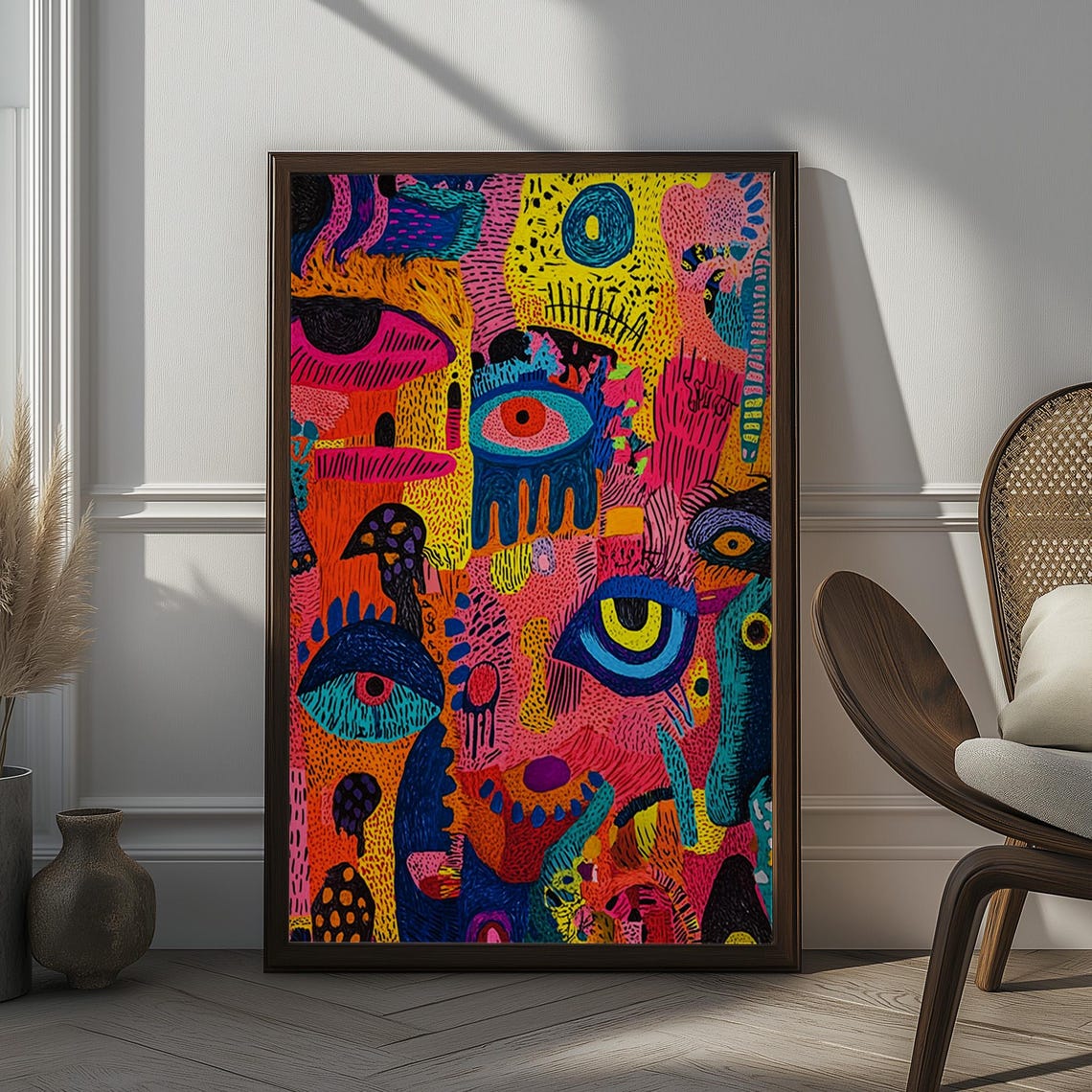 Psychedelic Colorful Trippy Eye Pattern Abstract Modern Boho Wall Art