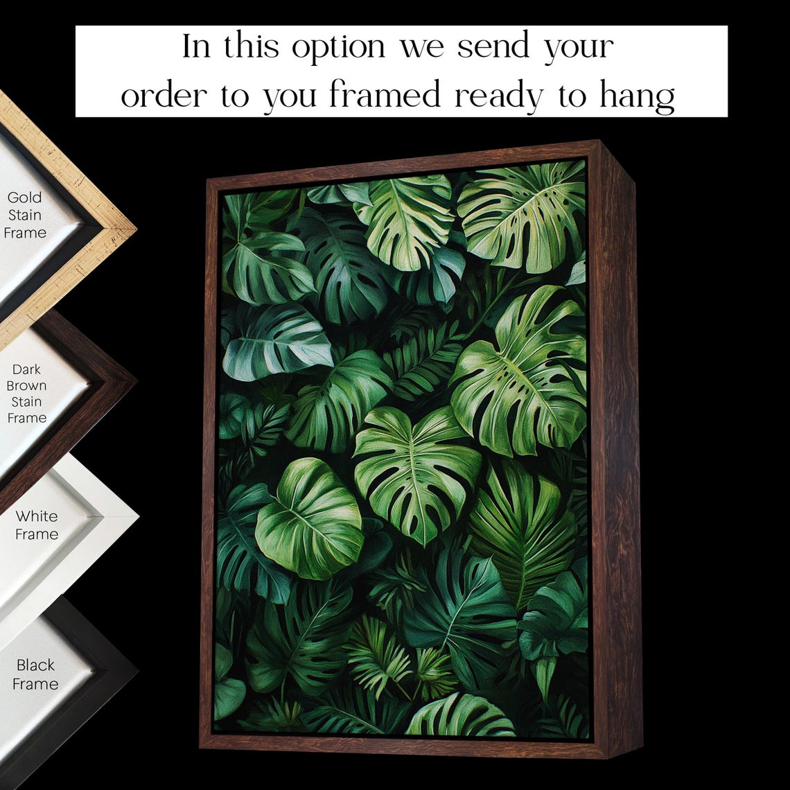 Lush Green Monstera Jungle Leaves Tropical Botanical Art Poster - Image 3