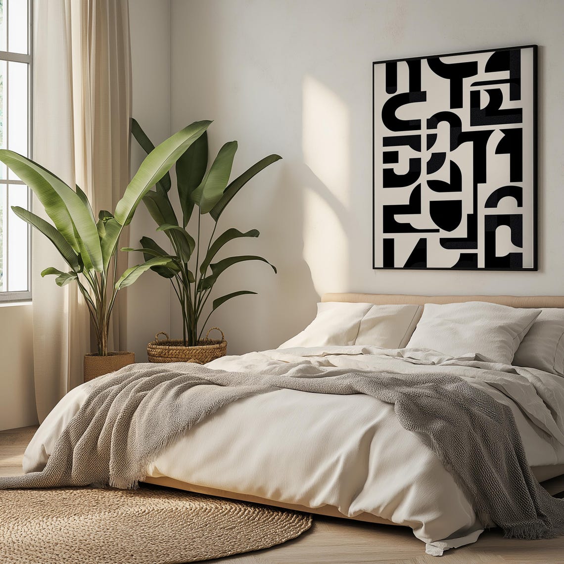 Bold Black Geometric Shapes Minimalist Abstract Modern Home Wall Art - Image 5