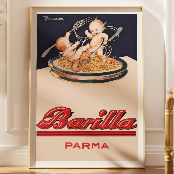 Macaroni Vintage Italy Pasta Print Kitchen Decor Italian Food Parma Poster