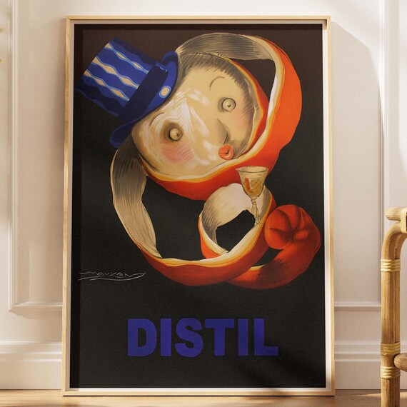 Distil Vintage Retro Orange Peel Clown Cocktail Mauzan Poster