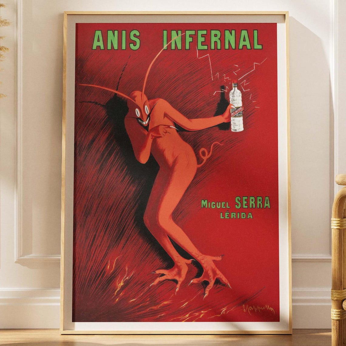 Anis Infernal Miguel Serra Lerida Red Devil Spanish Ad Poster