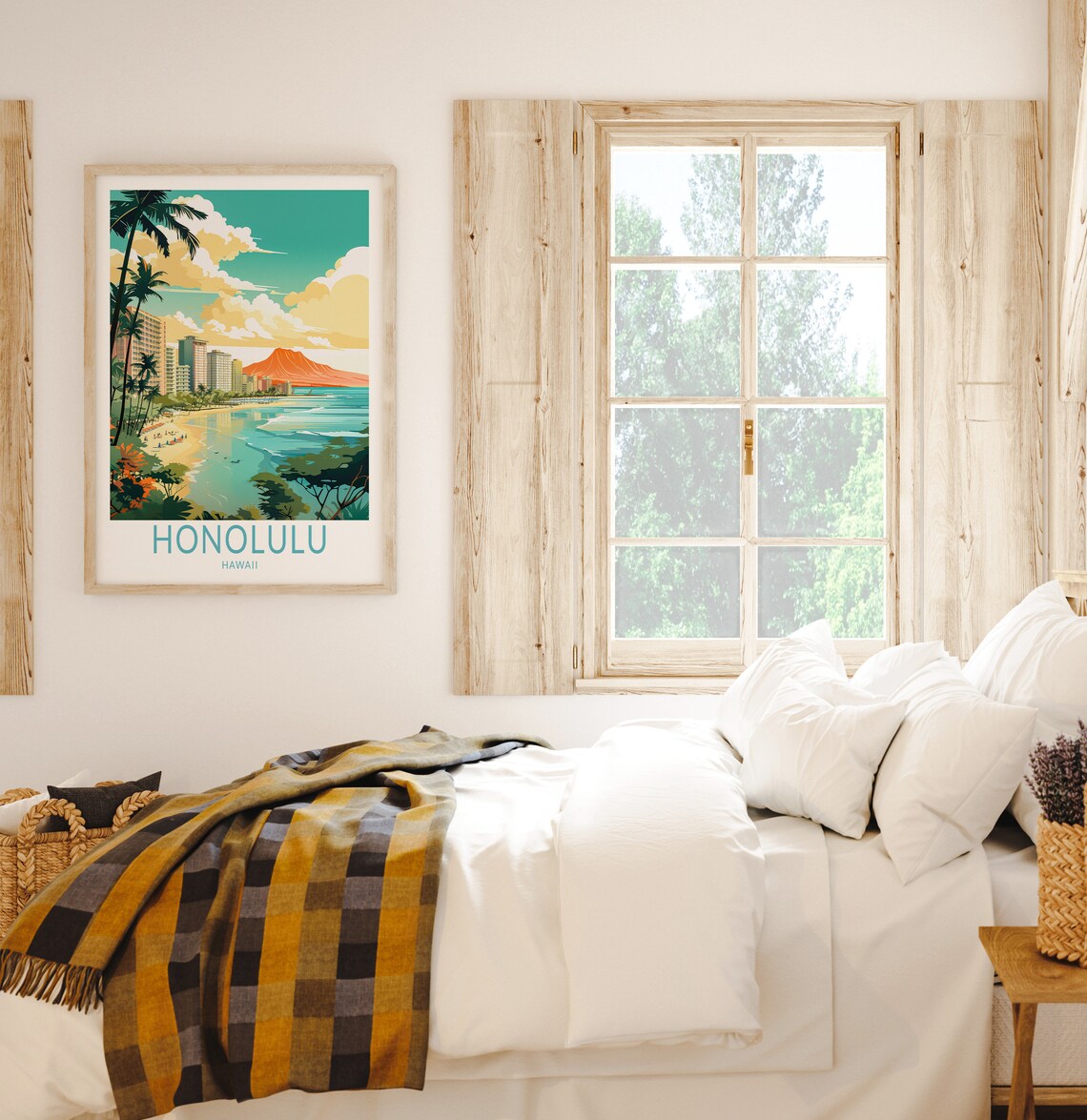 Honolulu Hawaii Travel Poster, Coastal Travel Art Print - Image 2