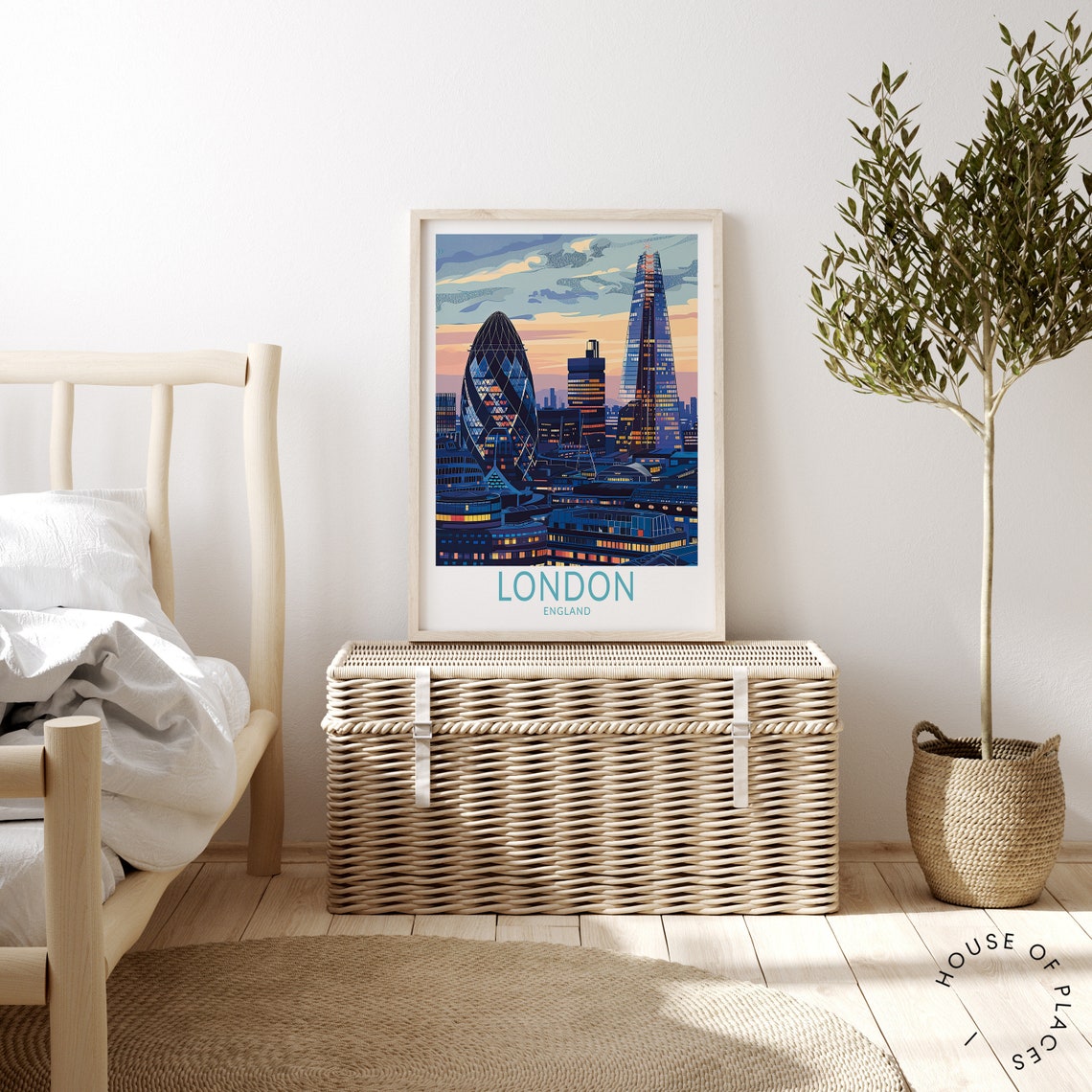 London Skyline At Dusk With The Gherkin And The Shard Travel Poster - Image 4