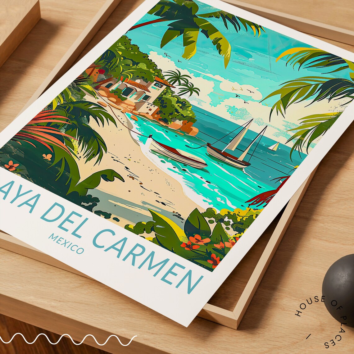 Playa Del Carmen Mexico Travel Poster, Coast Wall Art - Image 3