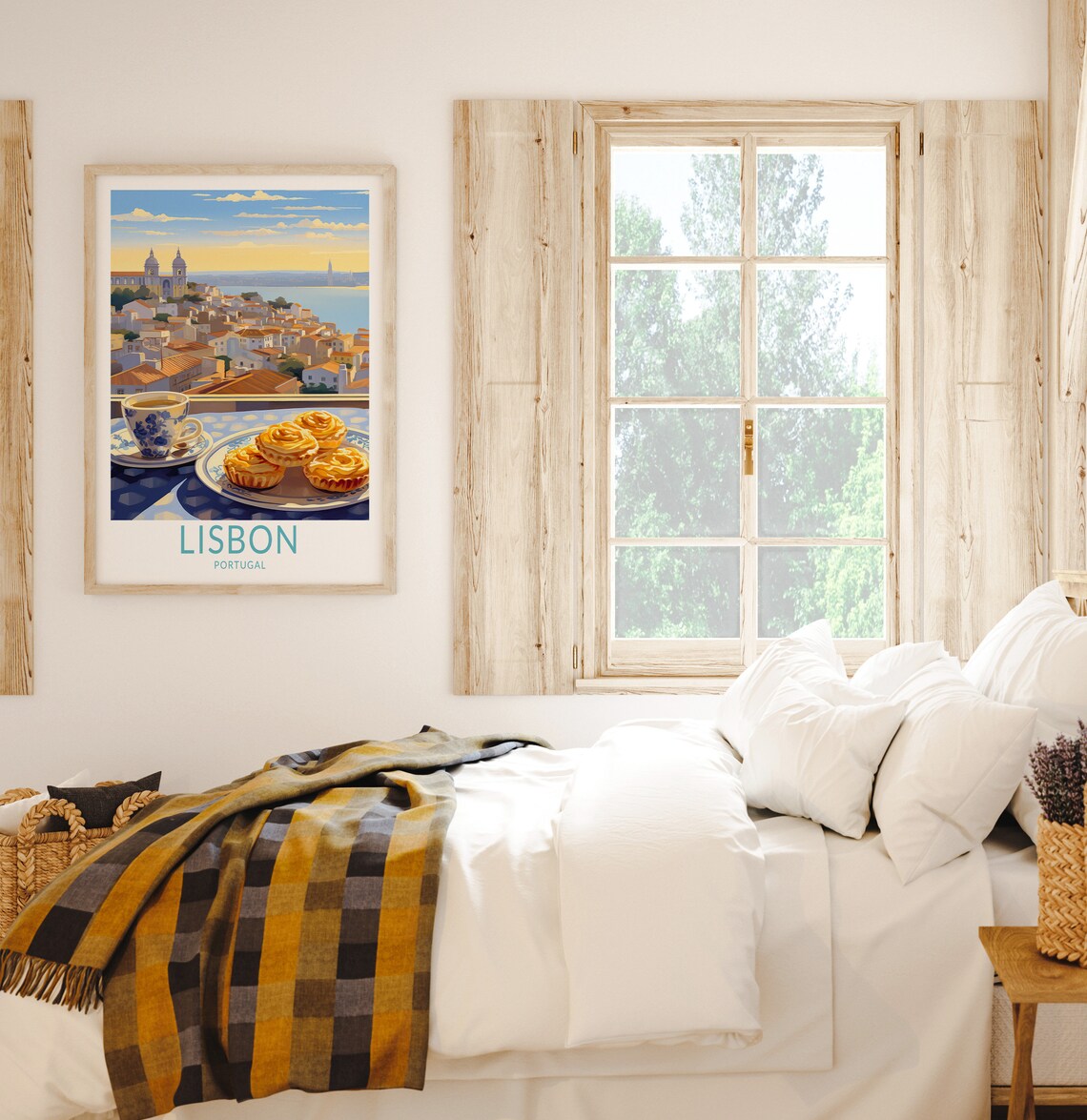 Lisbon Portugal Travel Poster, Train and Food Art Print - Image 2