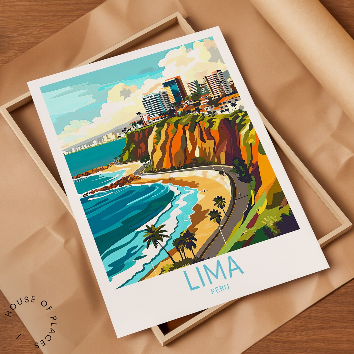 Lima Peru Travel Poster, Peru Coast Wall Art - Image 2