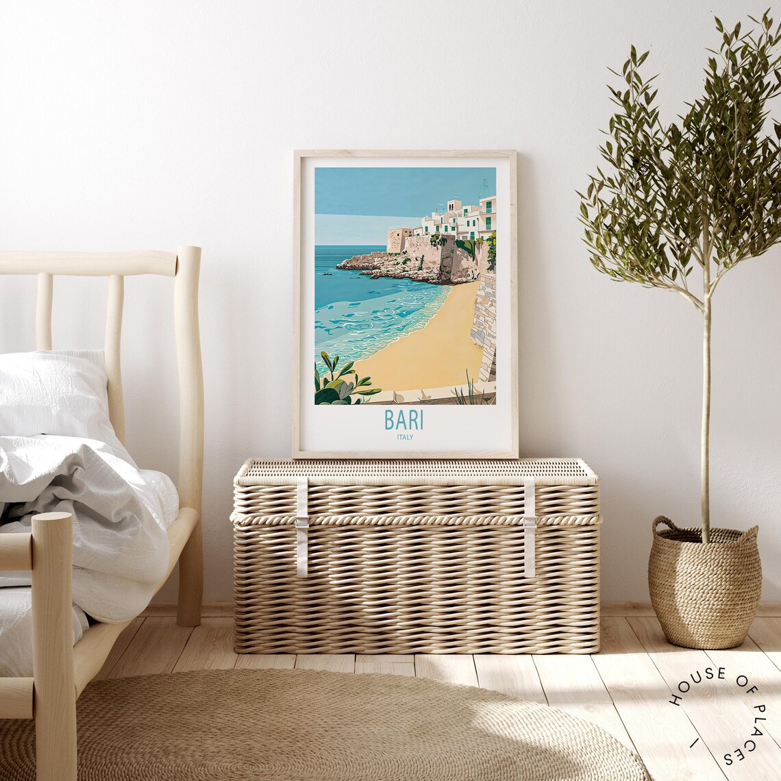 Bari Italy Puglia Coastal Town Turquoise Sea Beach Travel Poster - Image 2