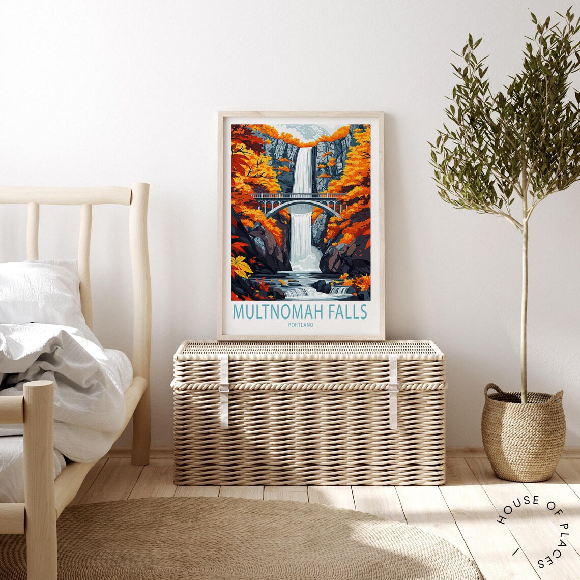 Multnomah Falls Travel Poster, Portland Wall Art Print - Image 4