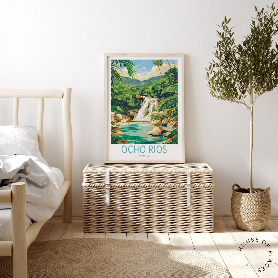 Ocho Rios Jamaica Waterfall Jungle Paradise Retro Travel Poster - Image 4