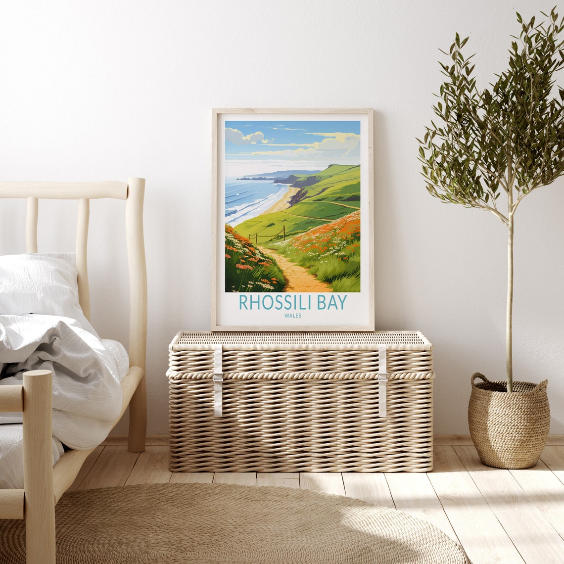 Rhossili Wales Landscape Travel Poster Rhossili Wales Travel Poster Print Rhossili Wales Wall Art Wales Travel Gift Wales Coastal Poster - Image 3