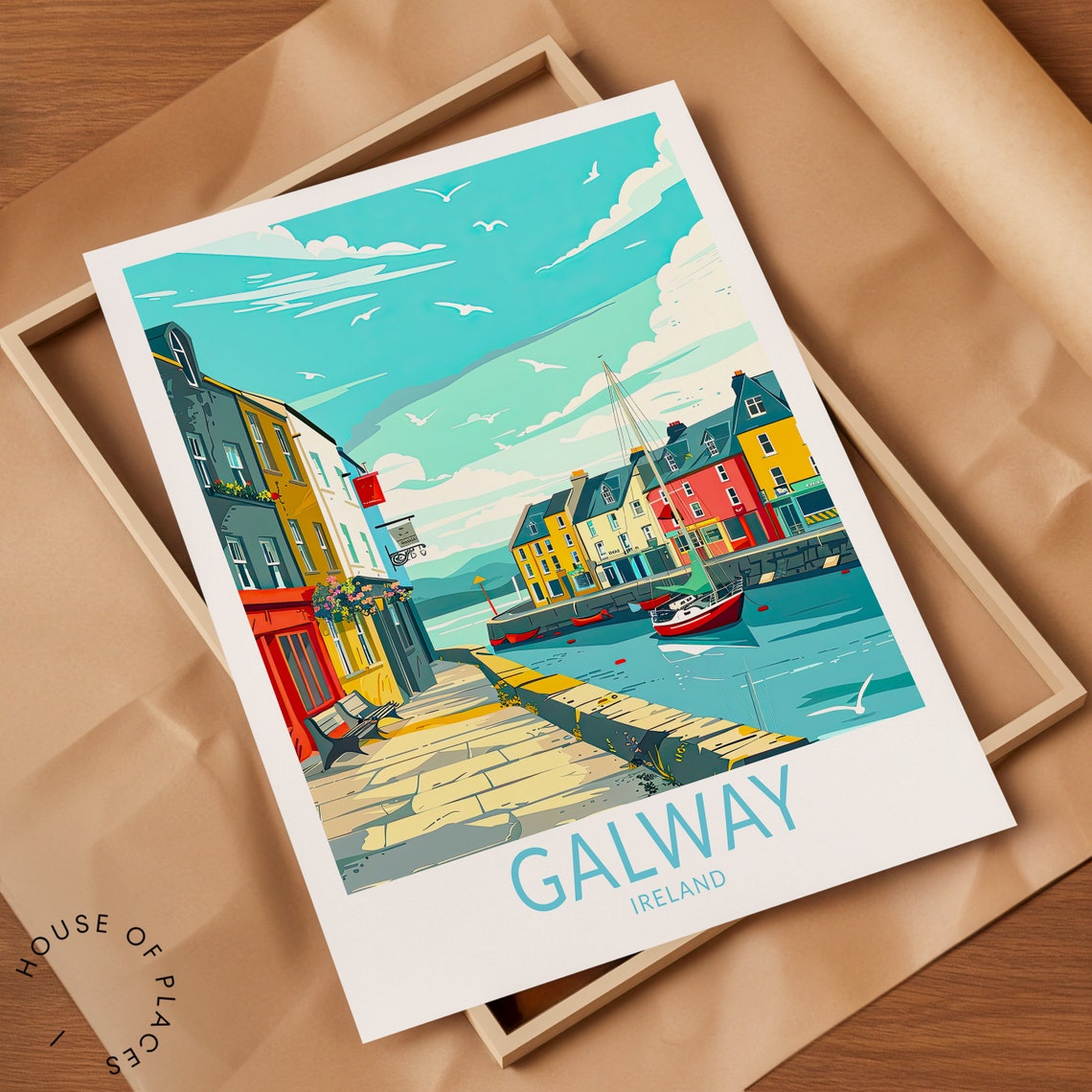 Galway Travel Poster Ireland City Wall Art Galway Ireland Coast Print Custom Travel Poster Birthday Gifts Home Decor - Image 2