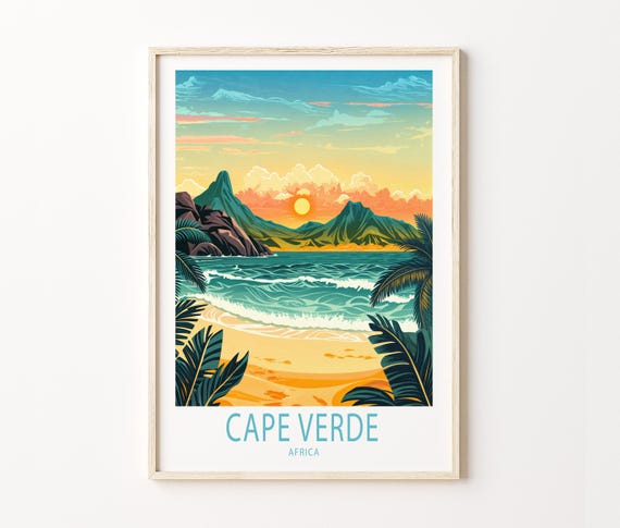 Cape Verde Travel Poster Africa Wall Art Cape Verde Coast Africa Print Birthday Gifts Custom Travel Poster Wedding Present