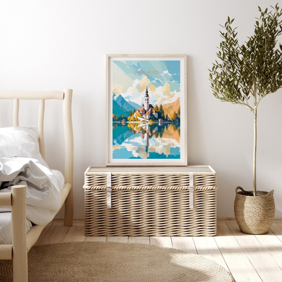 Lake Bled Slovenia Print Wall Art Lake Bled Slovenia Travel Poster Slovenia Wall Art Minimalist Traveler Gift Travel Poster - Image 3