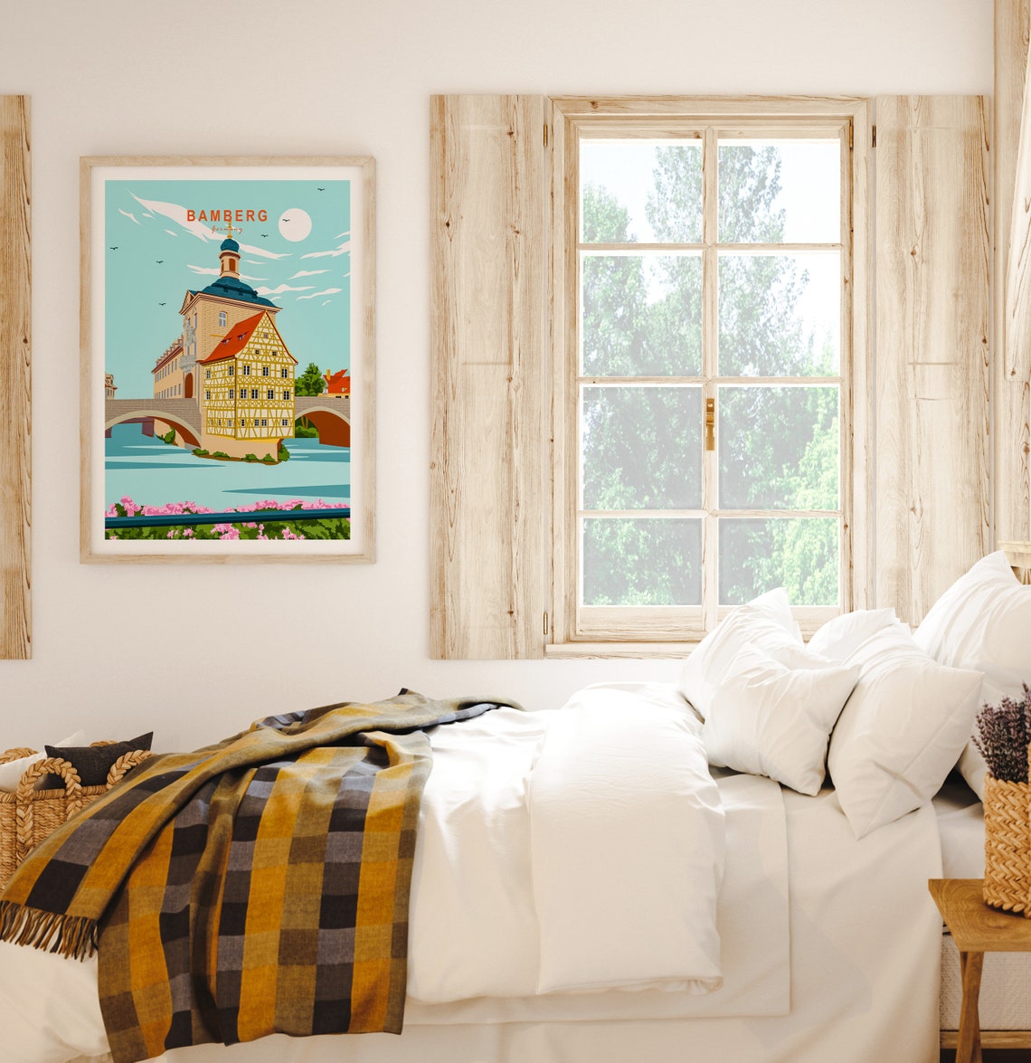 Bamberg Germany Old Town Hall Bridge River Illustration Poster - Image 2