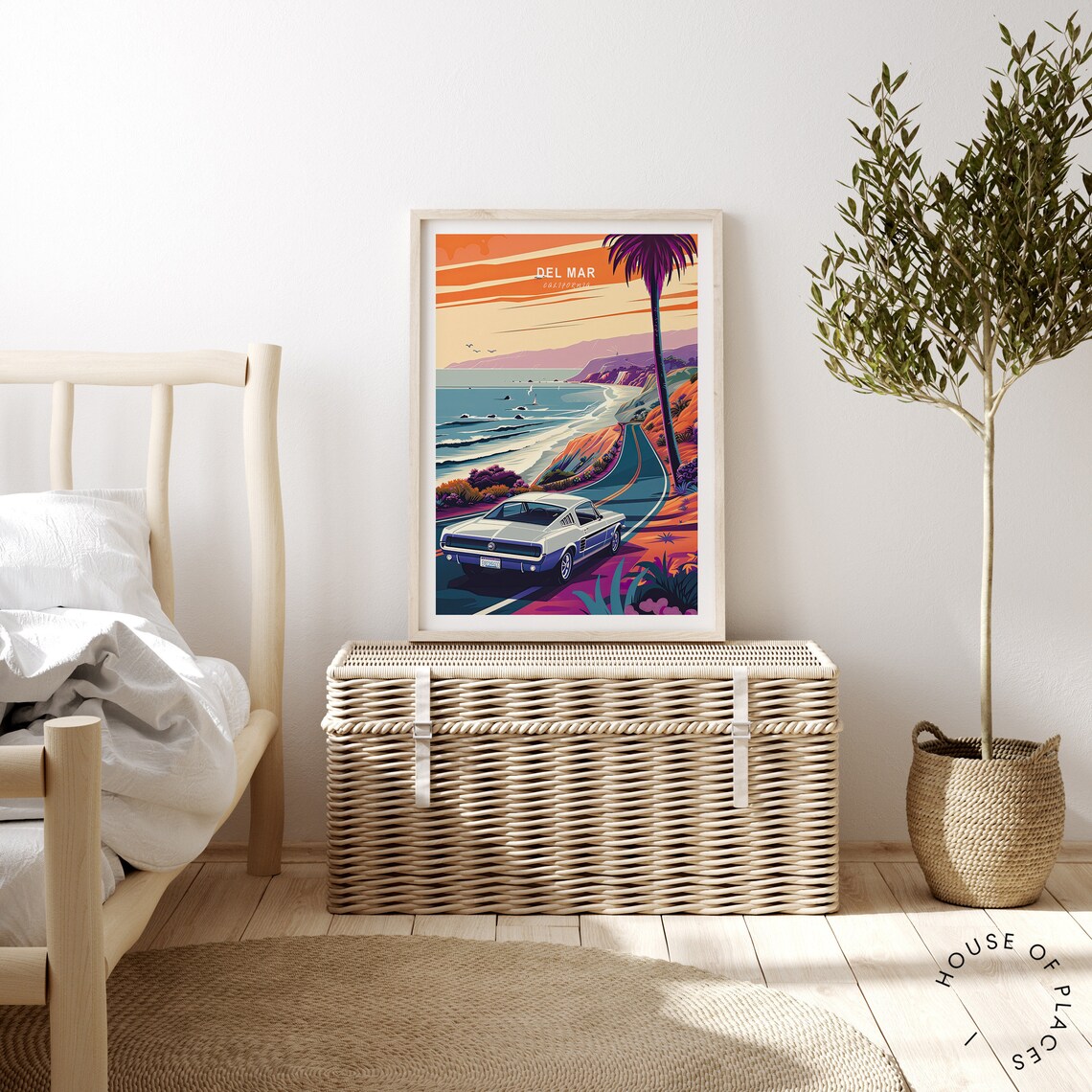 Del Mar California Vintage Mustang Coastal Drive Travel Poster - Image 3