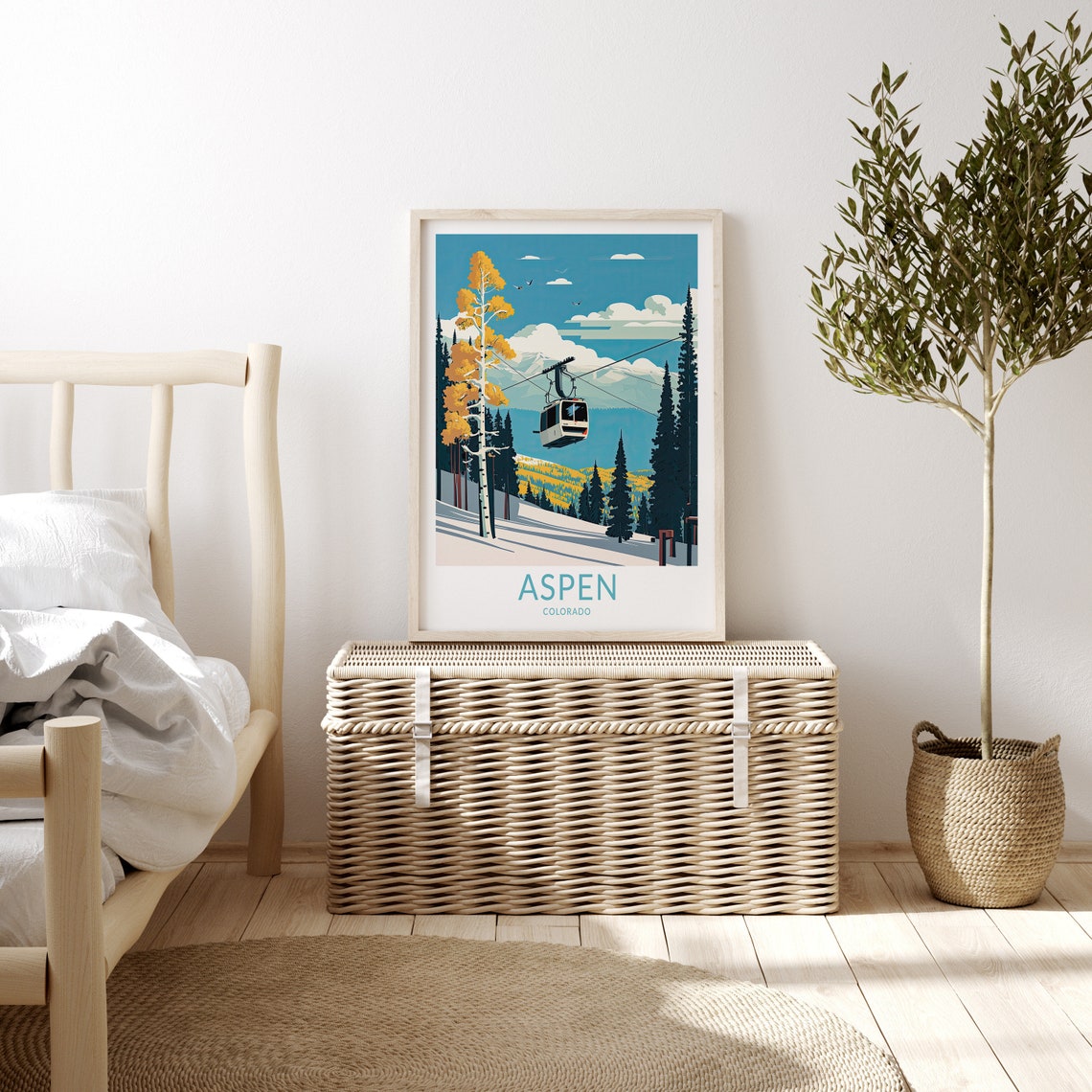 Aspen Ski Travel Print Aspen Colorado Travel Poster Home Decor Wall Art Winter Ski Travel Print Travel Gifts - Image 3