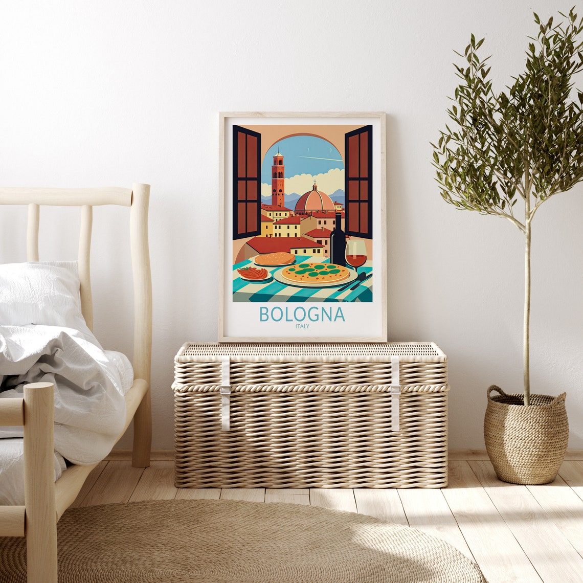 Bologna Italy Travel Poster Bologna Travel Print Italy Bologna City Wall Art Italian Food Travel Poster Food And Travel Wall Art - Image 3