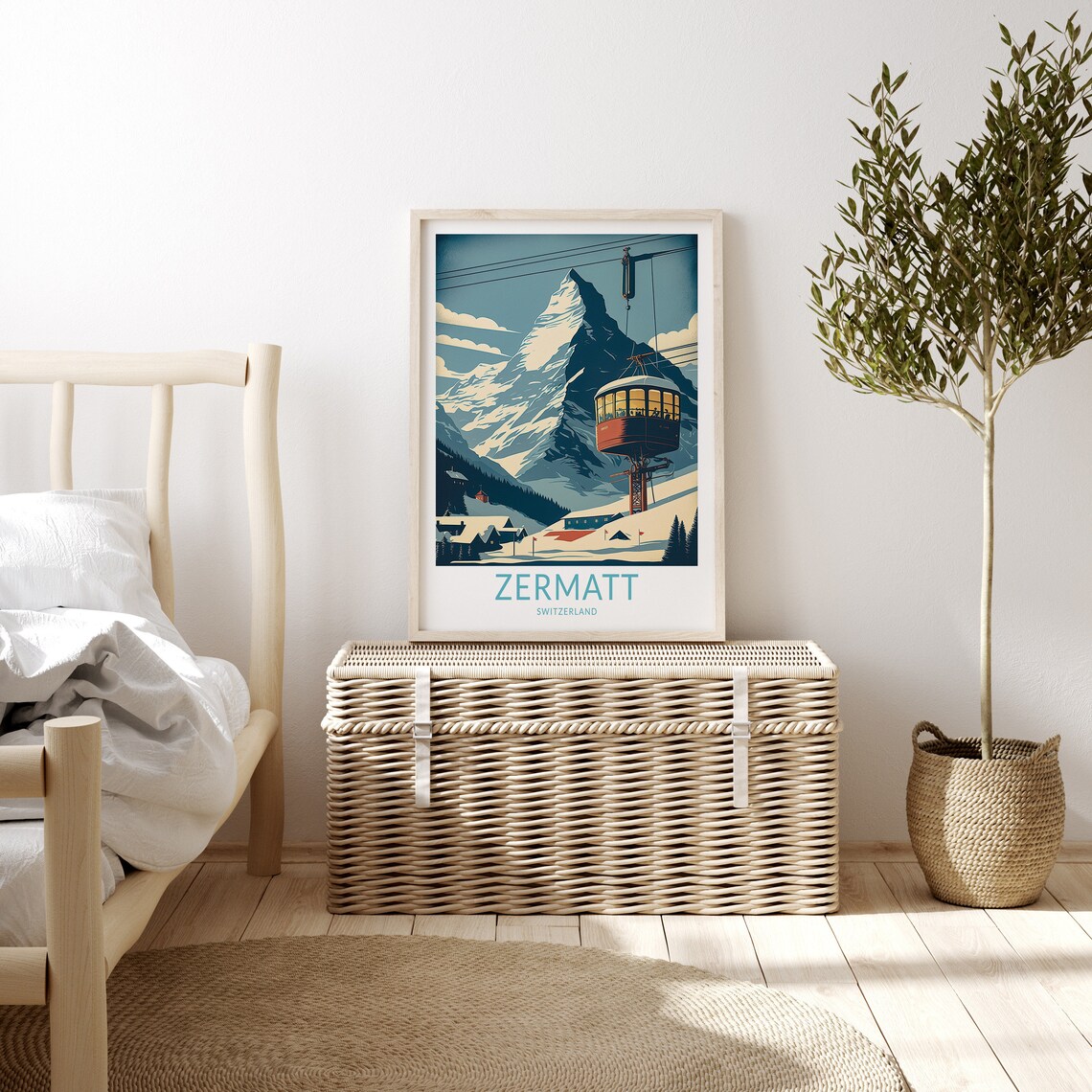 Zermatt Valais Canton Travel Poster, Switzerland - Image 3