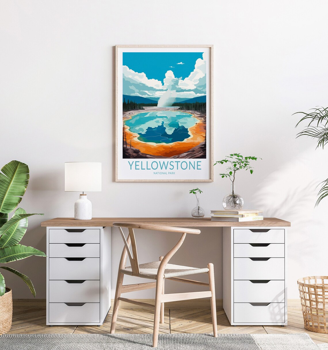 Yellowstone National Parks Travel Poster, Wyoming - Image 2