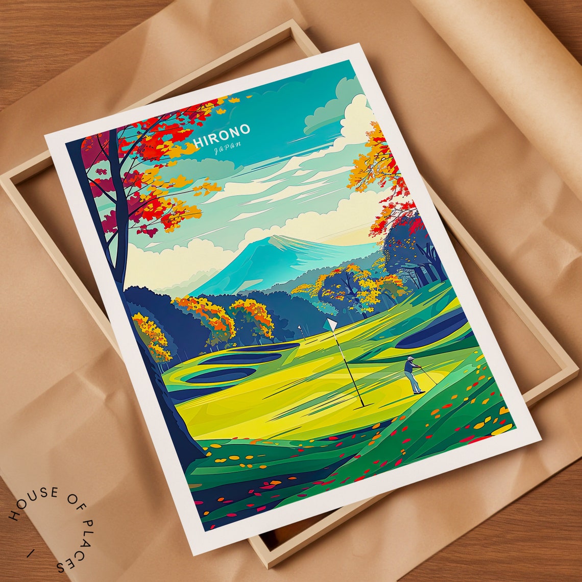 Hirono Japan Autumn Golf Course With Distant Mount Fuji View Poster - Image 2