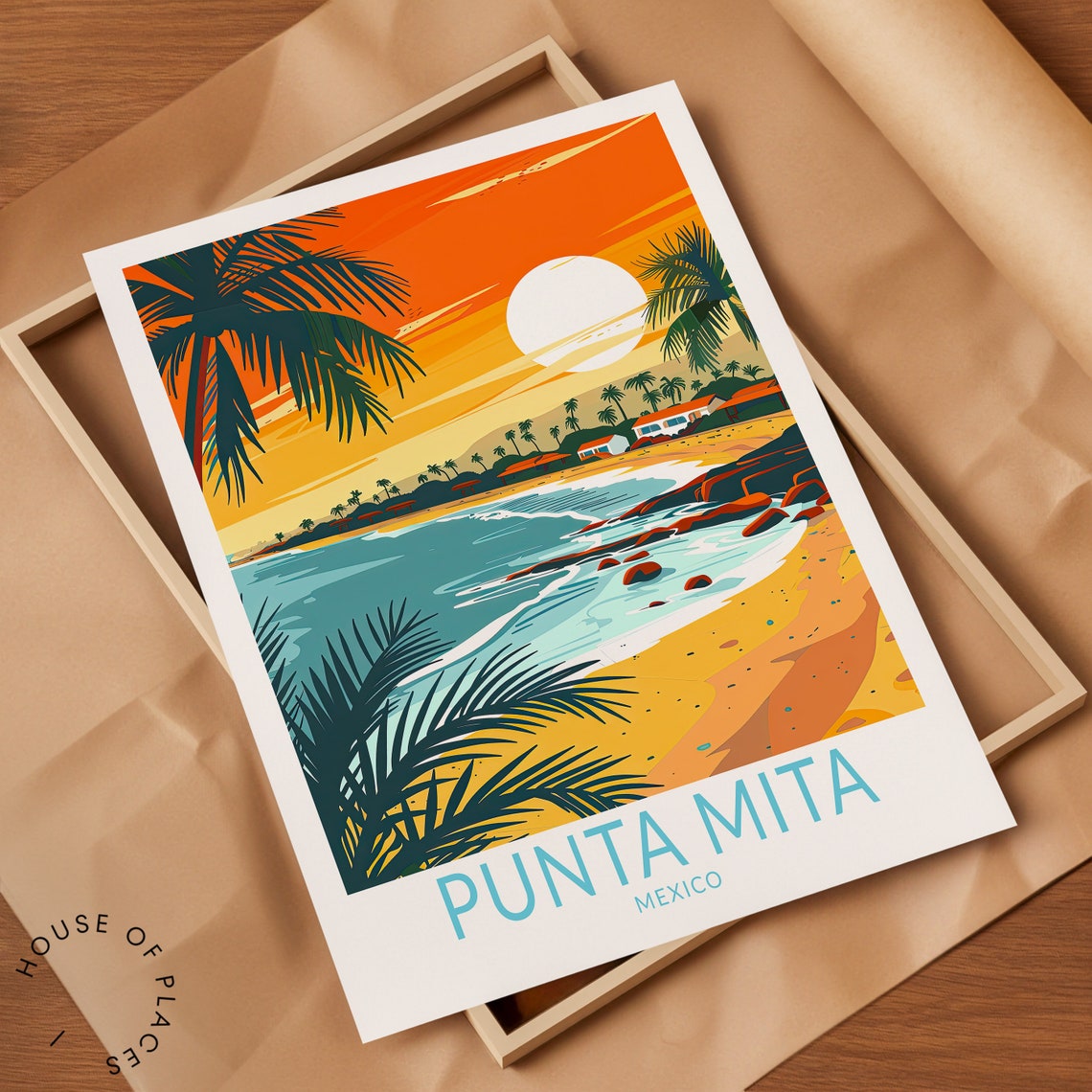 Punta Mita Mexico Tropical Sunset Beach Caption Travel Art Poster - Image 2
