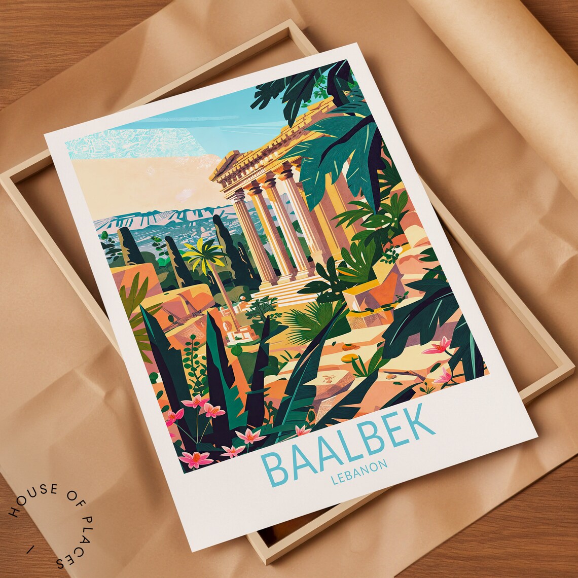 Baalbek Travel Poster, Temple Of Bacchus Wall Decor - Image 2