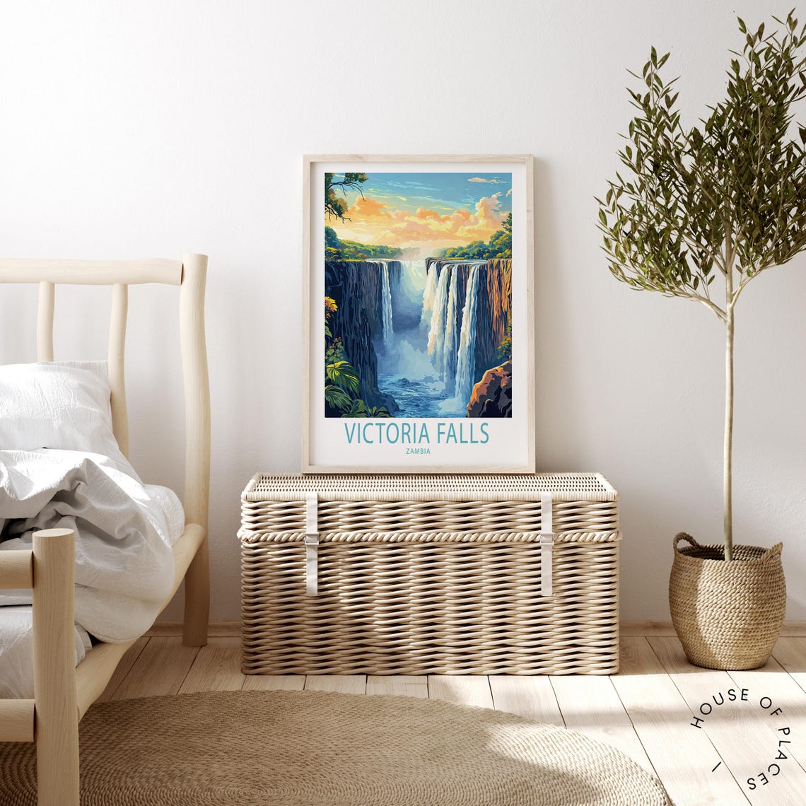 Victoria Falls Zambia Travel Poster Sunset Waterfall Cascade View - Image 4