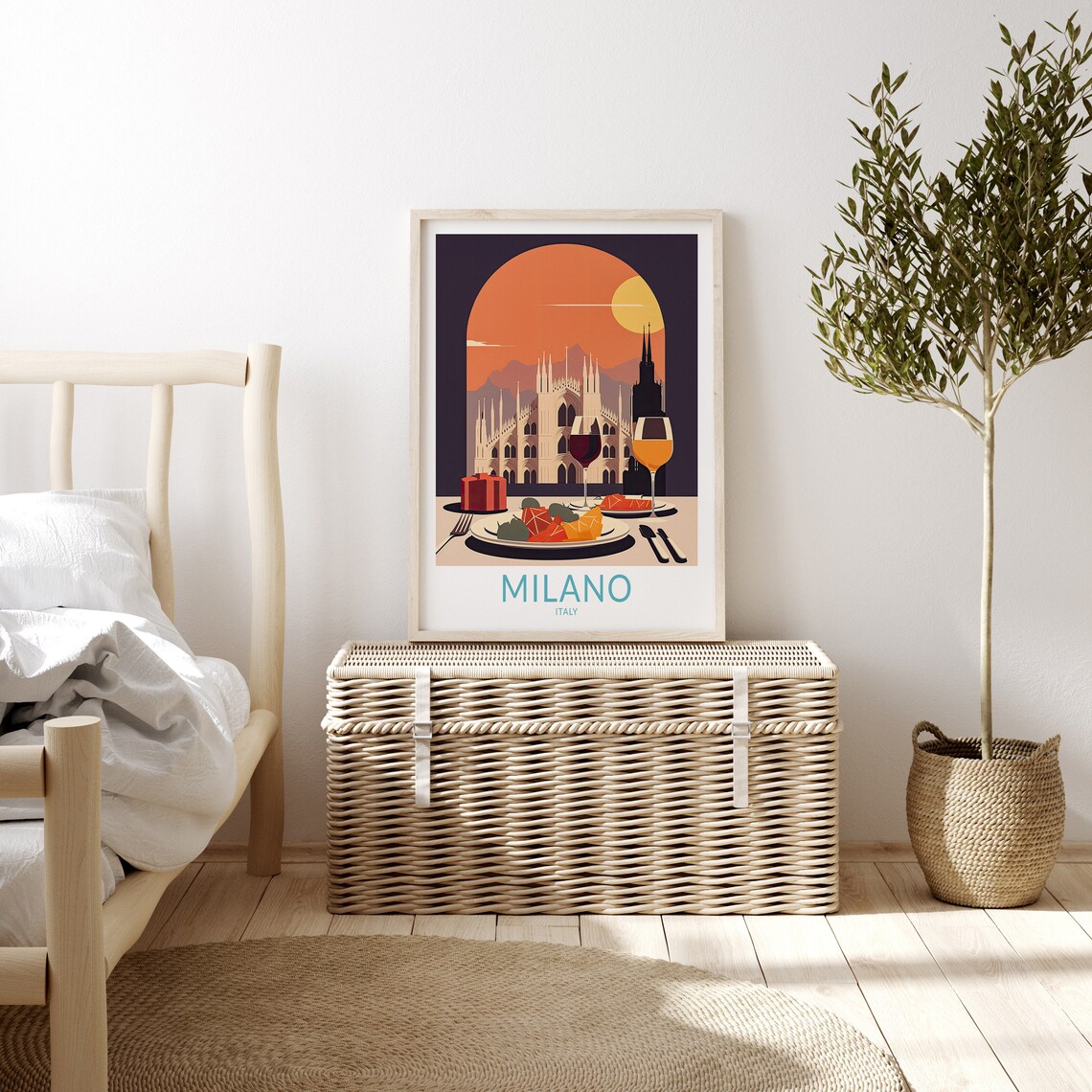 Milano Italy Travel Poster, Italian Food Wall Art - Image 3