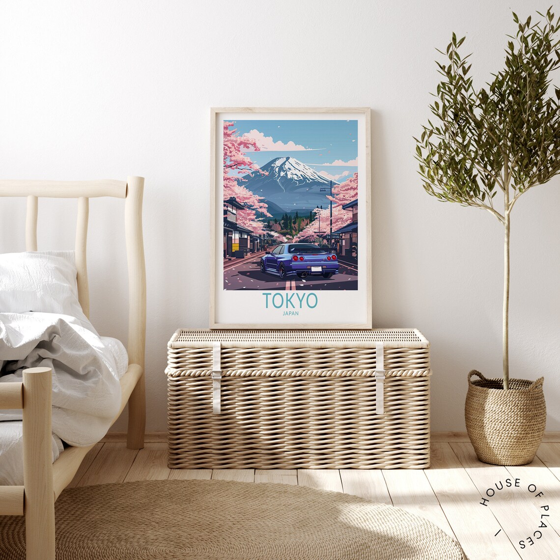 Tokyo Japan Travel Poster, Tokyo Drift GTR 34 - Image 3