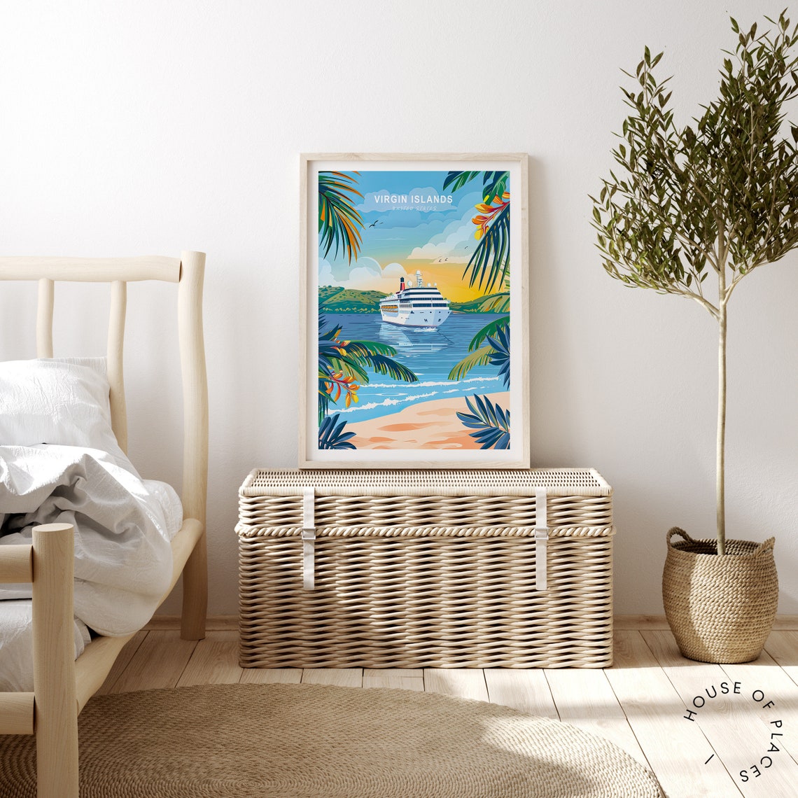 US Virgin Islands Cruise Ship Tropical Beach Day Travel Poster - Image 3