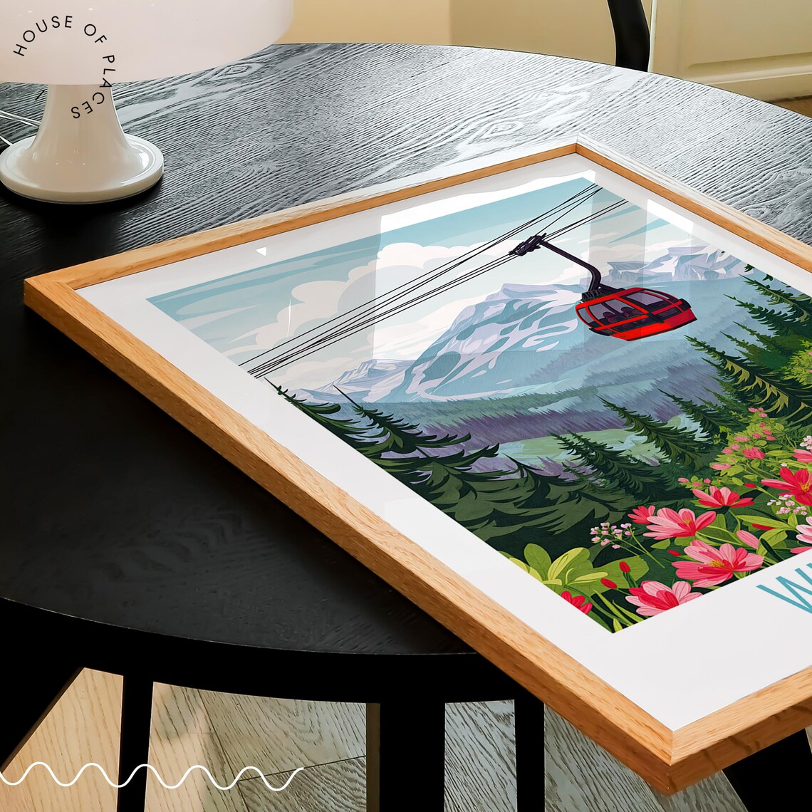 Whistler Canada Red Gondola Alpine Summer Wildflower Art Poster - Image 3