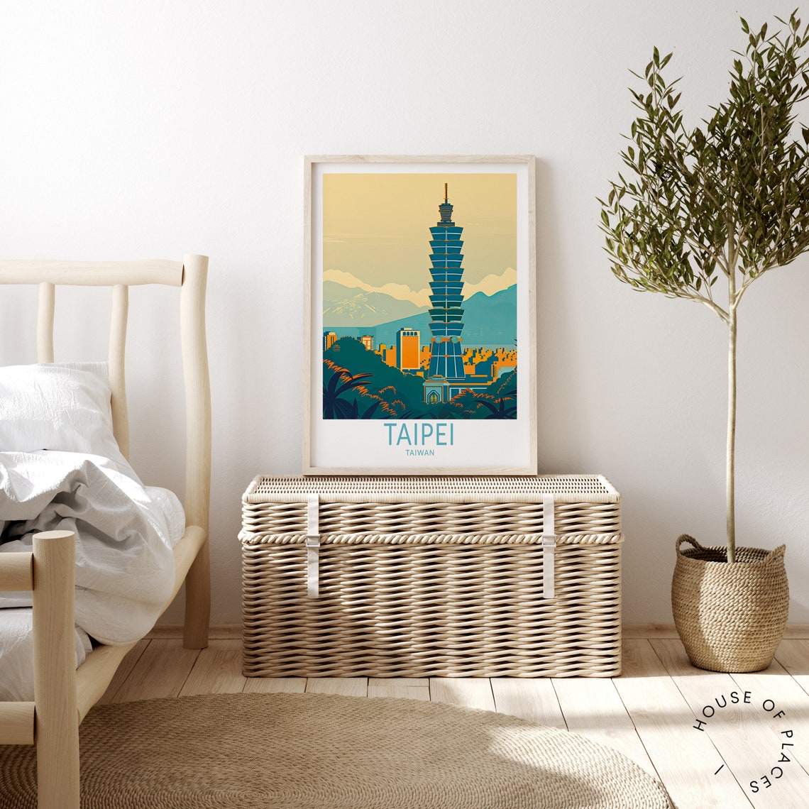 Taipei Taiwan 101 Tower Over City Sunset Skyline Travel Poster - Image 3