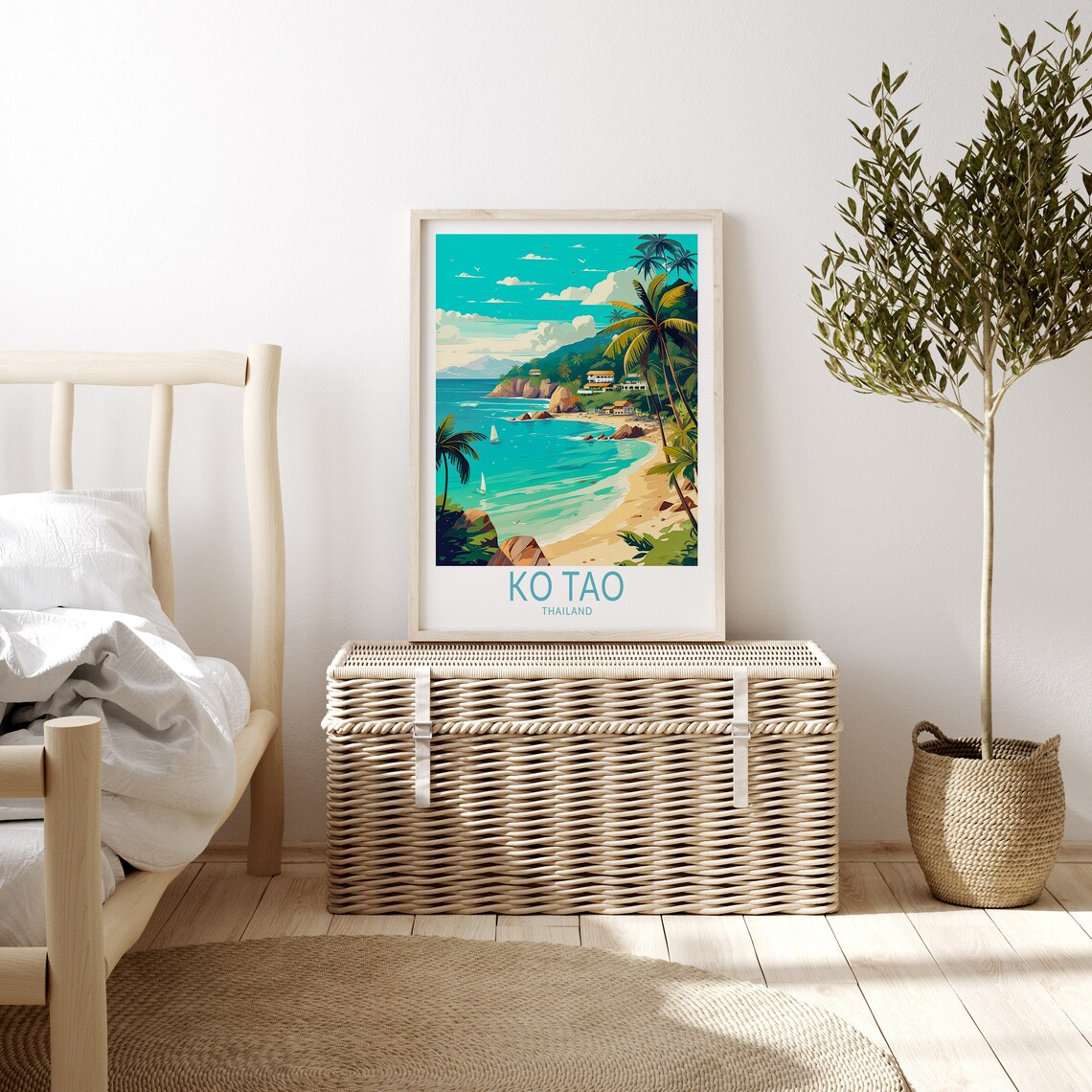 Ko Tao Thailand Sailboat Bay Palm Beach Tropical Travel Poster - Image 3