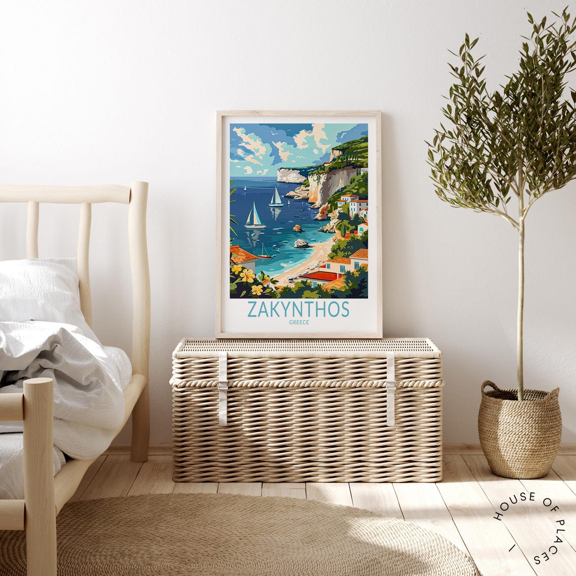 Zakynthos Greece Sailboats in a Turquoise Coastal Bay Travel Poster - Image 4