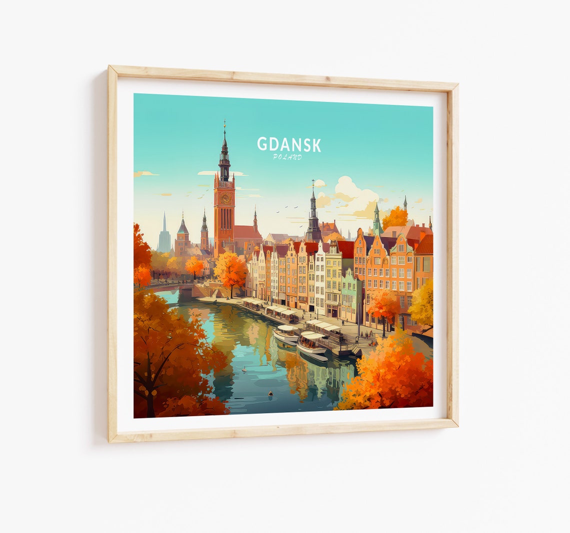 Gdańsk Poland Travel Poster Poland City Wall Art Gdańsk Poland Square Wall Decor Personalised Gifts Birthday Gifts