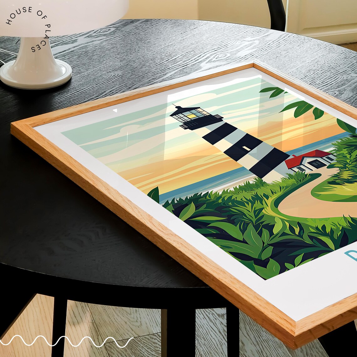 Rincon Puerto Rico Striped Lighthouse Sunset Travel Art Poster - Image 3