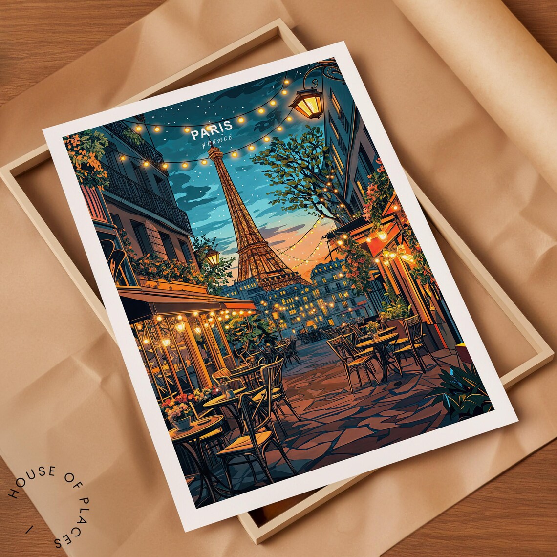 Paris France Travel Poster, Eiffel Tower Wall Art - Image 2